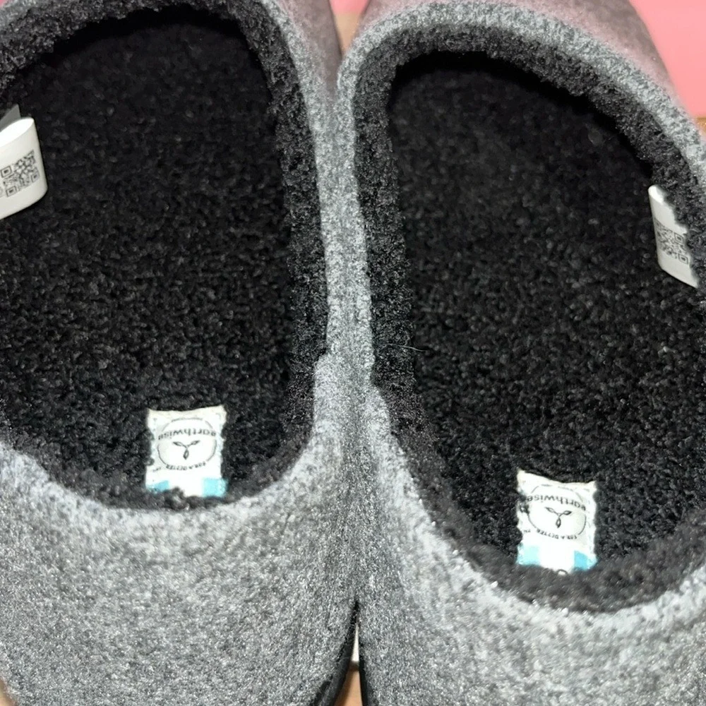 TOMS‎ Earthwise Slipper Men 12 Grey Eco Knit Faux Shearling Lining Slip On